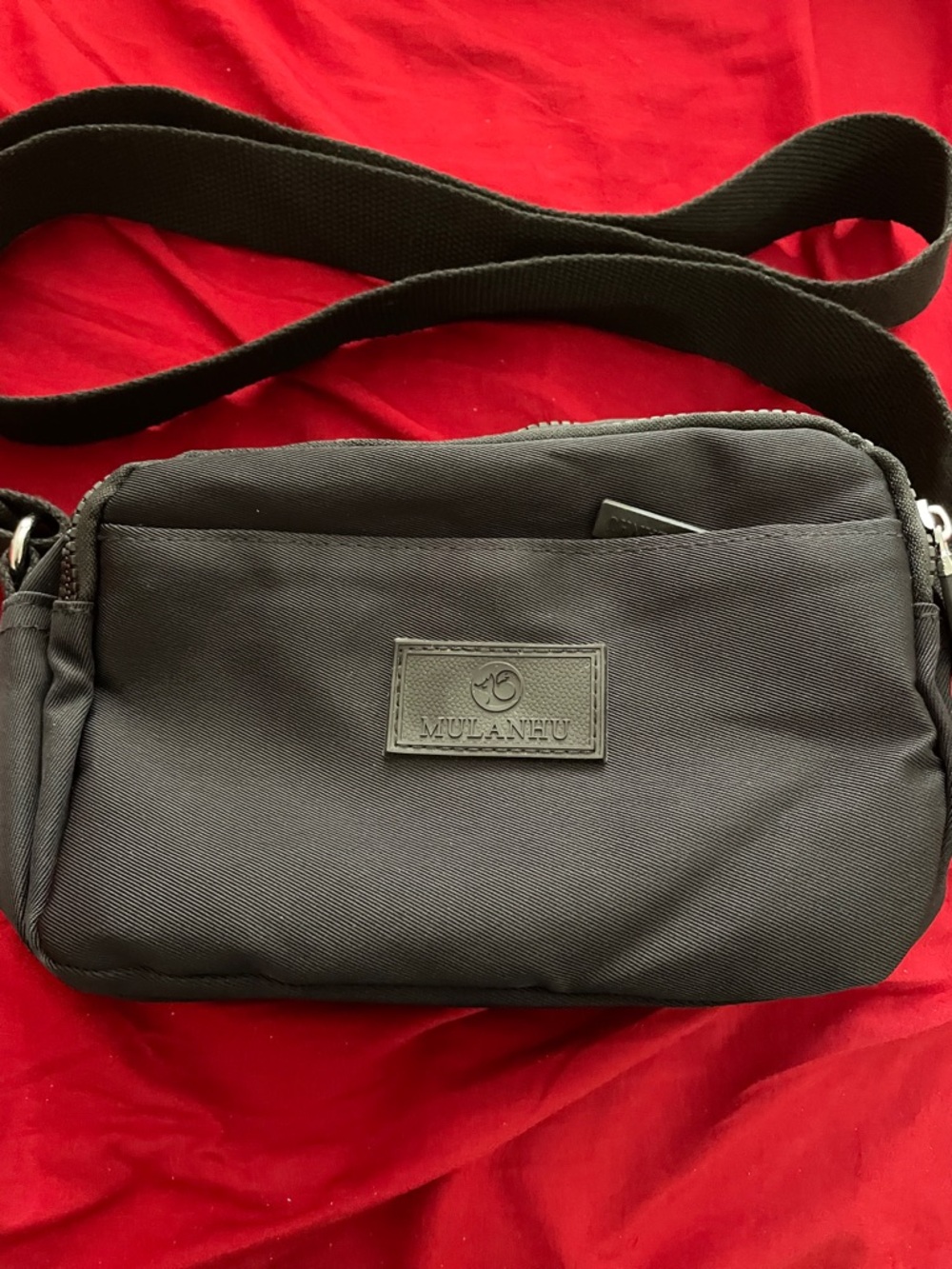 Men's Black Crossbody Bag - Compact Travel Shoulder Pouch